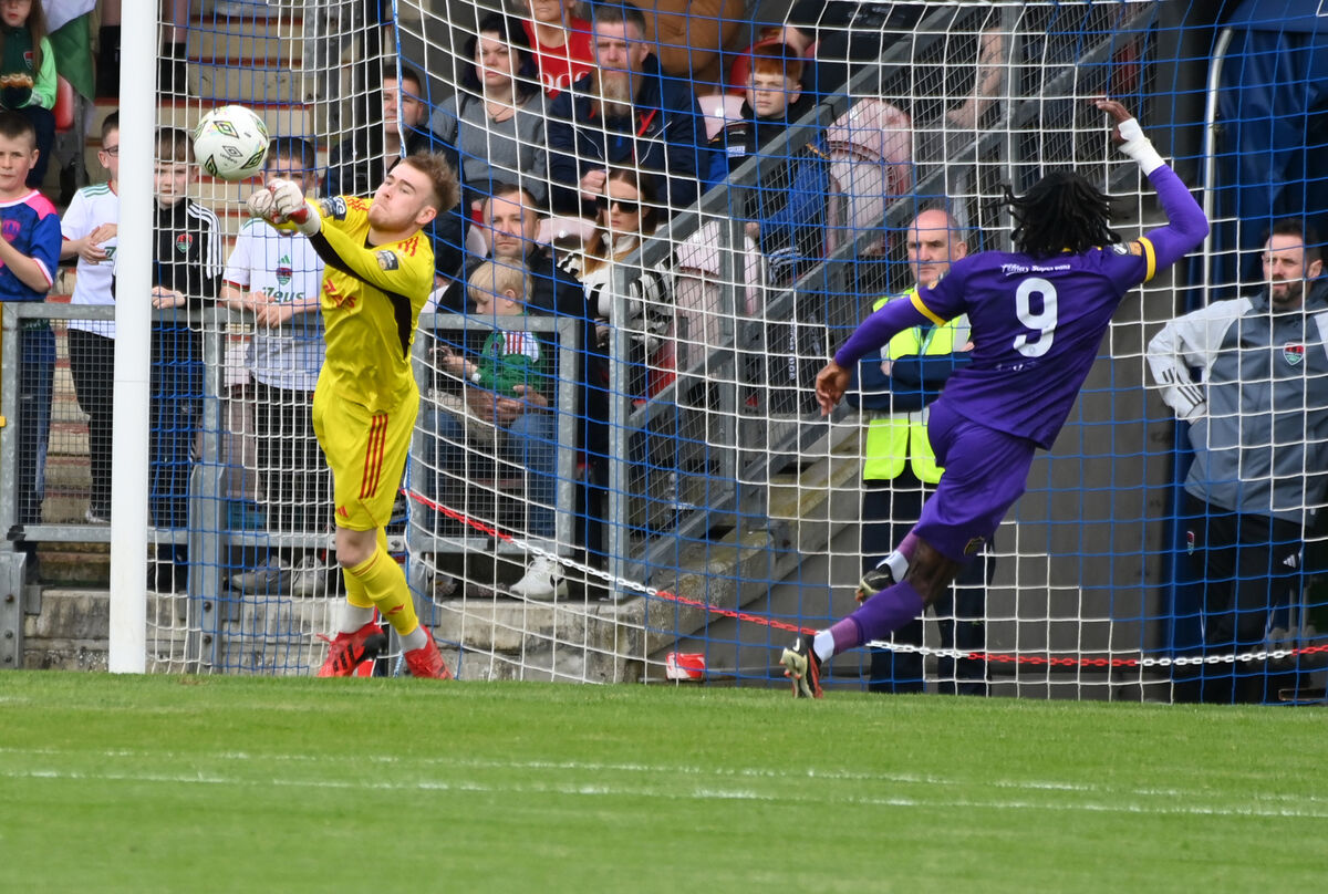 Cork City's goalkeeper Brad Wade punches clear from Wexford FC's Thomas Oluwa during the SSE Airtricity First Division game at Turner's Cross. FC Picture: Eddie O'Hare