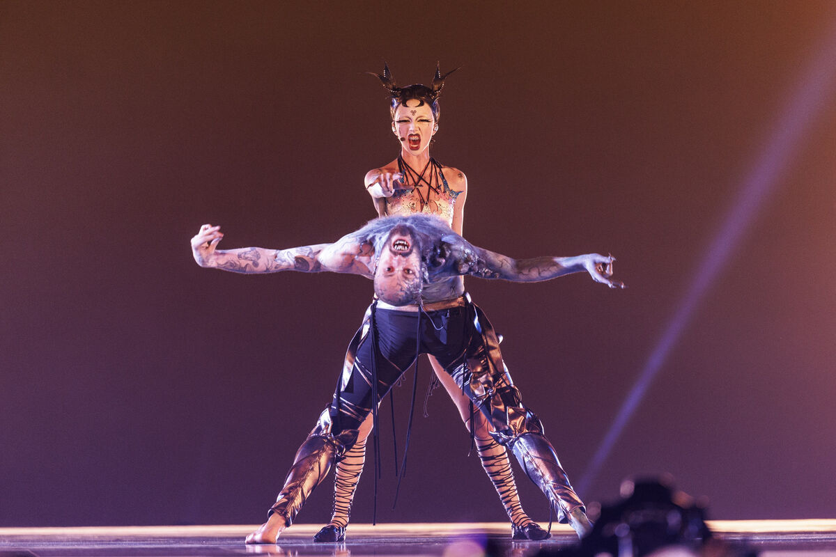 Ireland’s Bambie Thug performing "Doomsday Blue" at the Eurovision 2024 Semi-Final 1 at the Malmö Arena, Sweden. Picture Andres Poveda Ireland’s Bambie Thug performing "Doomsday Blue" at the Eurovision 2024 Semi-Final 1 at the Malmö Arena, Sweden. Picture Andres Poveda