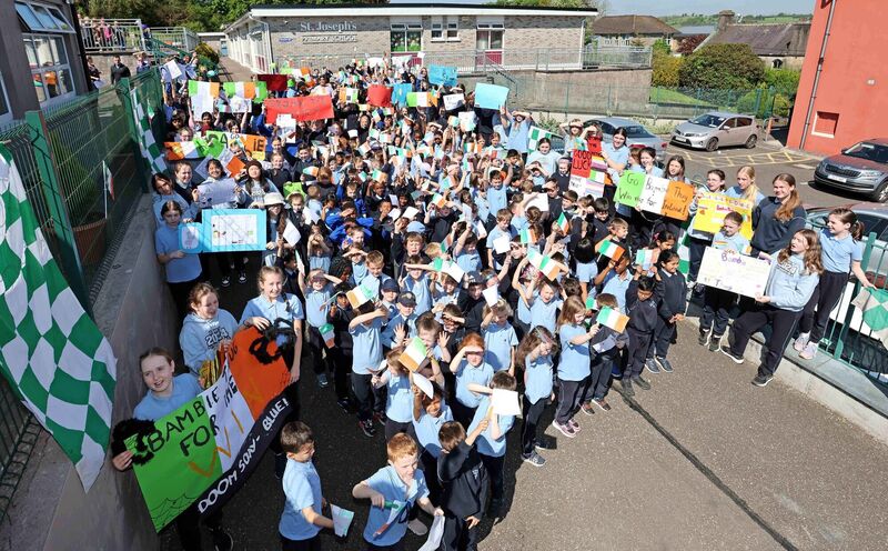 St. Josephs pupils showing their support for Bambie Thug. Picture: Jim Coughlan.