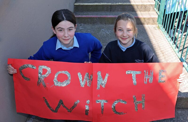  Eadaoin Kelleher and Clodagh Morris, both 6th class, with their Bambie Thug poster. Picture: Jim Coughlan.