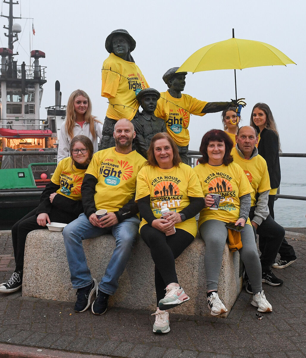A group of walkers relaxing after completing the Darkness into Light walk in aid of Pieta in Cobh. A group of walkers relaxing after completing the Darkness into Light walk in aid of Pieta in Cobh.