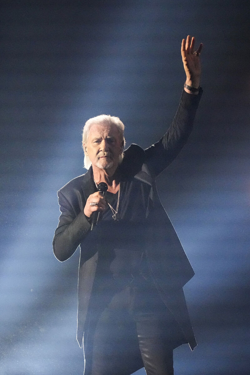 Johnny Logan of Ireland, two-time Eurovision winner, performs the song Euphoria during the first semi-final.