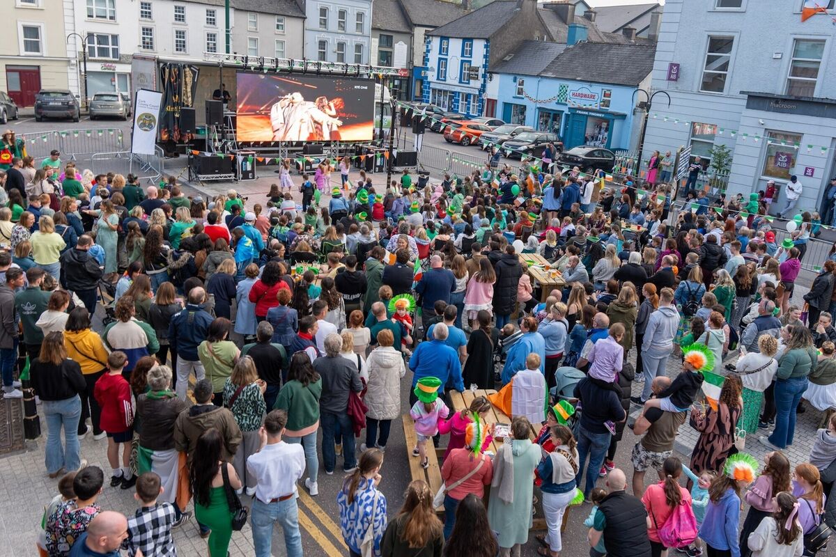 People attend a watch-along party in Macroom town square Noel Sweeney/PA Wire