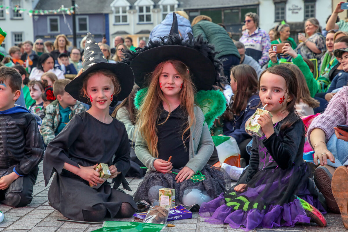 Finley Long, Serena Foy Long and Joy Long at the Eurovision Watch Party that was held in the town square, Macroom, Co. Cork. - Picture: David Creedon