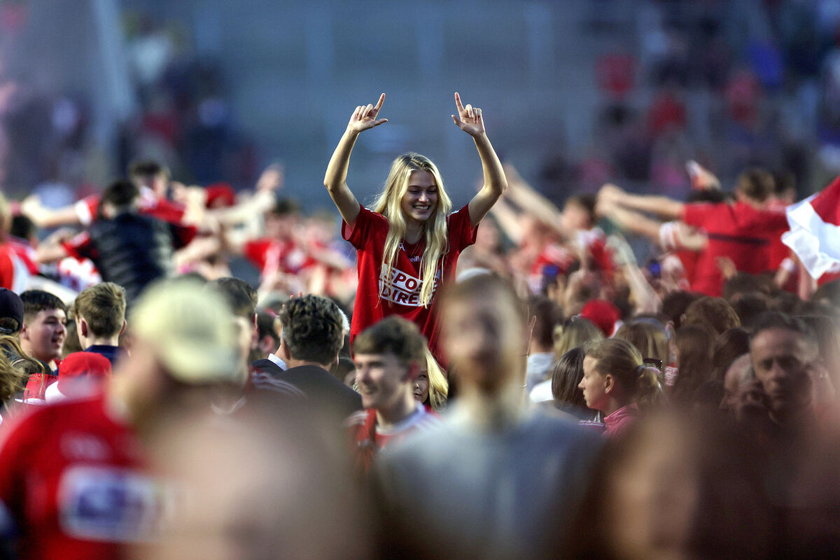 Cork fans celebrate after the game. Picture: INPHO/Laszlo Geczo