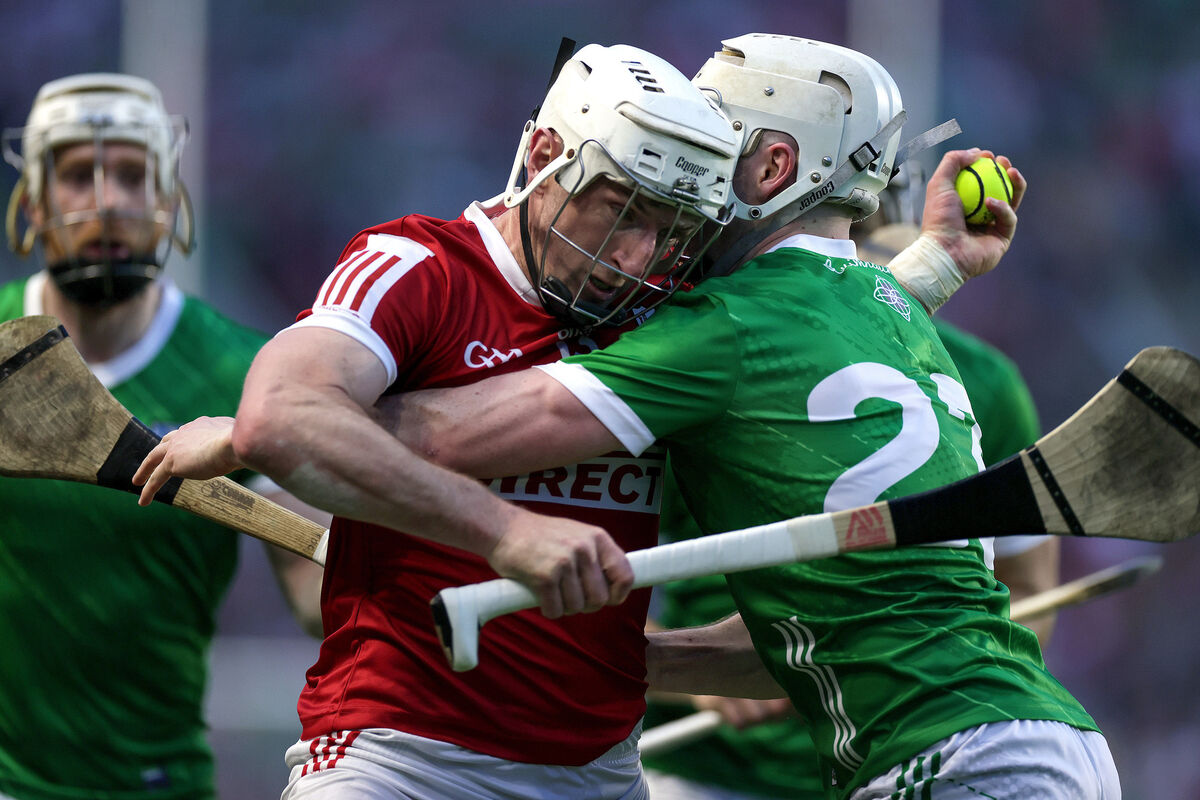 Cork's Patrick Horgan takes on Fergal O’Connor of Limerick on Saturday night. Picture: INPHO/Laszlo Geczo