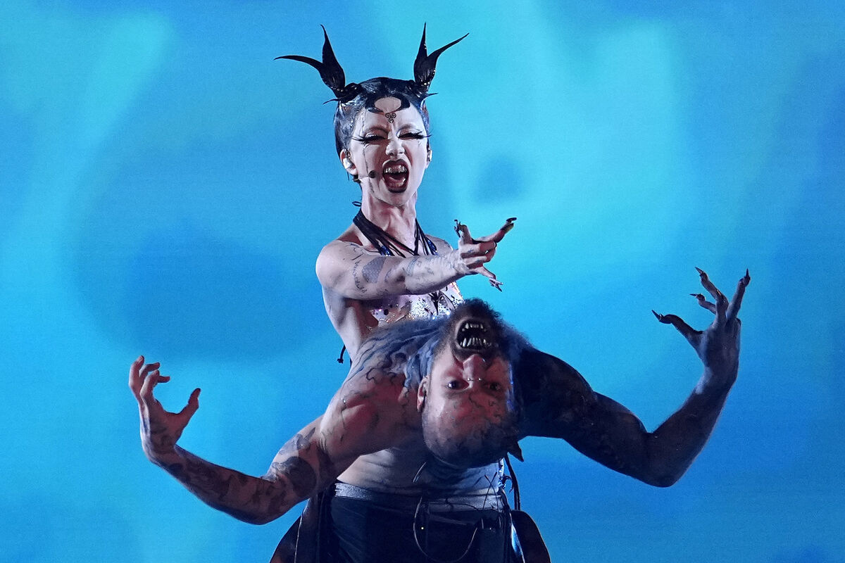 Bambie Thug of Ireland performs the song 'Doomsday Blue' during the grand final of the Eurovision Song Contest in Malmo, Sweden. Picture: AP Photo/Martin Meissner Bambie Thug of Ireland performs the song 'Doomsday Blue' during the grand final of the Eurovision Song Contest in Malmo, Sweden. Picture: AP Photo/Martin Meissner
