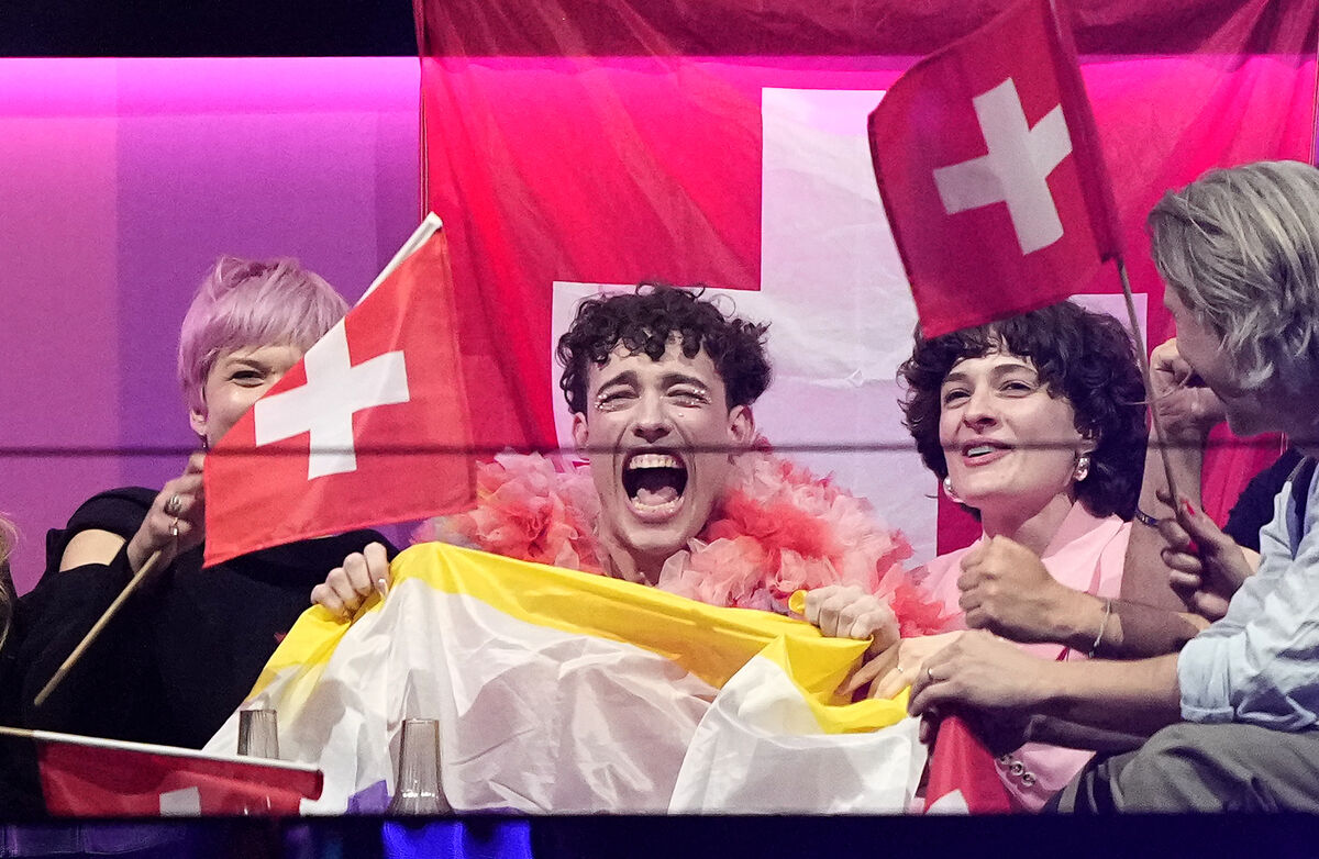 Nemo of Switzerland, who performed the song The Code, celebrates. (AP Photo/Martin Meissner) Nemo of Switzerland, who performed the song The Code, celebrates. (AP Photo/Martin Meissner)