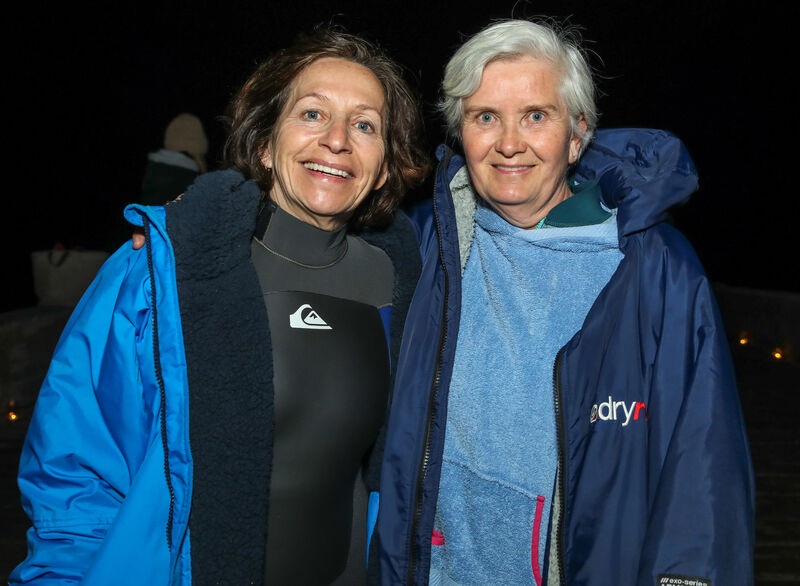 Amanda Benzaken and Morgan O'Callaghan who took part in the Darkness into Light swim in Fountainstown to raise funds for Pieta. Picture: David Keane.