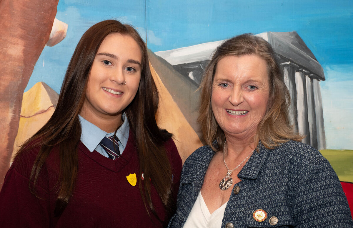 Student Council member Sophia Lane pictured with teacher Emer Maloney at the Mayfield Community School's 50th anniversary celebrations. Picture: Howard Crowdy