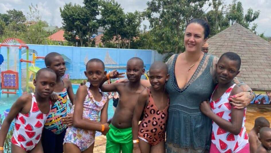 Lenore with some of the children she is helping to support through The Teretta Foundation. Lenore with some of the children she is helping to support through The Teretta Foundation.