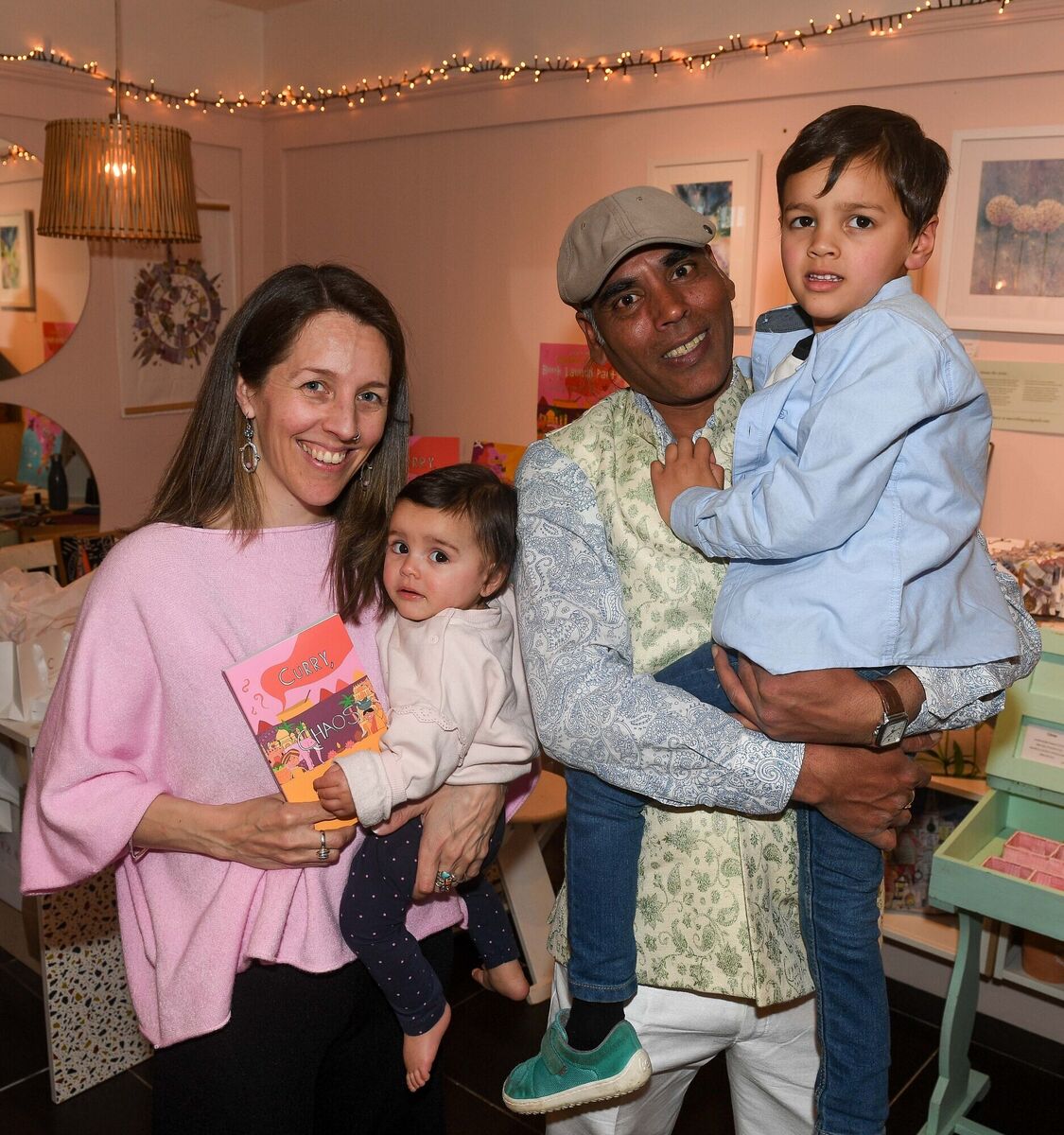  Cork author Elizabeth O'Brien, at the launch of her book Curry, Chaos and Love, with her husband Ali and their children Bowie and Summer, at Snout in Ballincollig. Picture: David Keane