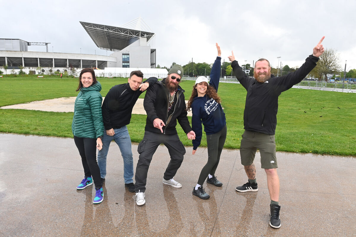 Fans attending a roll-call for stage-front rickets yesterday: Helen Greenhalgh, Lancashire; Eddie Johanson, from Sweden attending his 101st Bruce show; Nicholas Meerlagio from Belgium; Rebecca Brambilla, Italy and Chris Couper, London. Picture: Larry Cummins