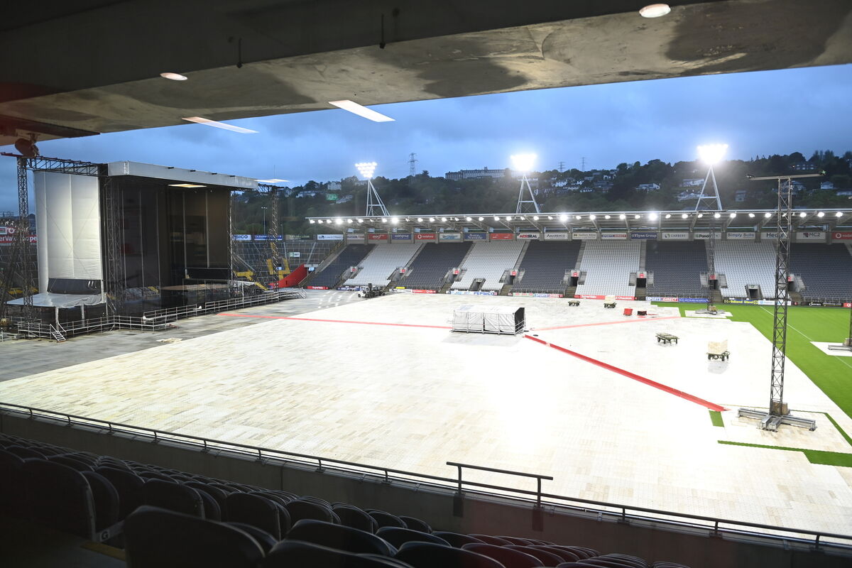 Stage set-up for Bruce Springsteen and the E Street Band. Pic: Larry Cummins 