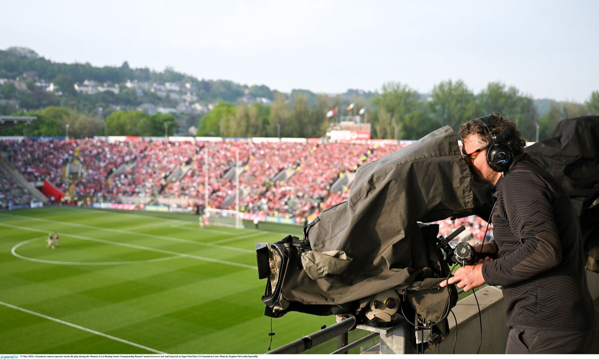 A broadcast camera operator tracks the play during the Cork-Limerick game. Picture: Stephen McCarthy/Sportsfile A broadcast camera operator tracks the play during the Cork-Limerick game. Picture: Stephen McCarthy/Sportsfile