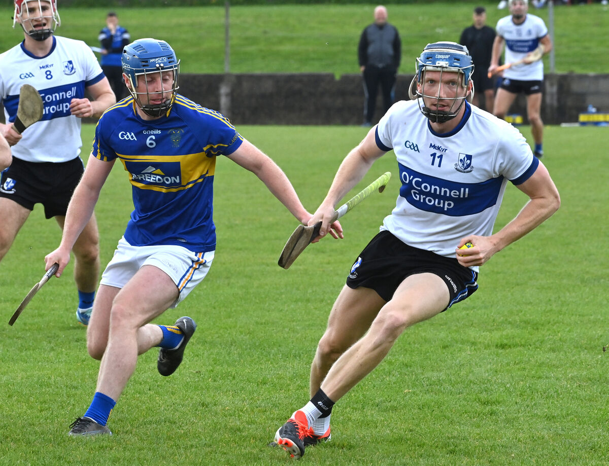  Cian Darcy, Sarsfields, taking on Jay Horgan, Carrigtwohill. Picture: Dan Linehan