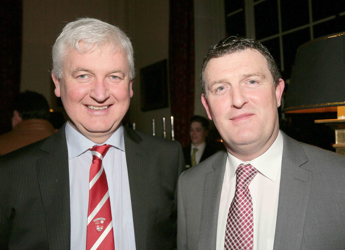 Seamus Lawton and Christy Connery, both from Castlemartyr, at Castlemartyr GAA's victory social at Castlemartyr Resort Hotel to celebrate winning the 2014 Junior A Hurling County Final. 