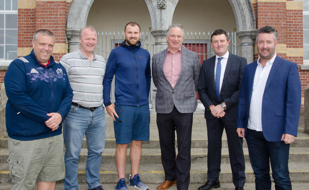 Pictured at the launch of the hurling initiative between North Mon and Gaelcoaiste Mhuire AG were former county players Brian Hurley, Teddy McCarthy, Dean Brosnan, Tomas Mulcahy, Christy Connery and Padraig Kelleher. Picture: Howard Crowdy