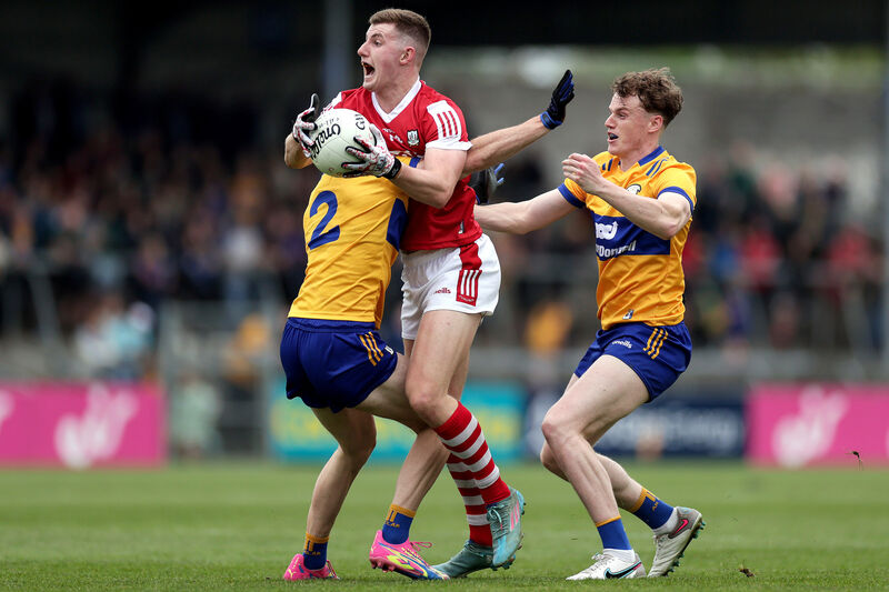 Cork's Conor Corbett in action against Manus Doherty and Daniel Walsh of Clare. Picture: INPHO/Laszlo Geczo Cork's Conor Corbett in action against Manus Doherty and Daniel Walsh of Clare. Picture: INPHO/Laszlo Geczo