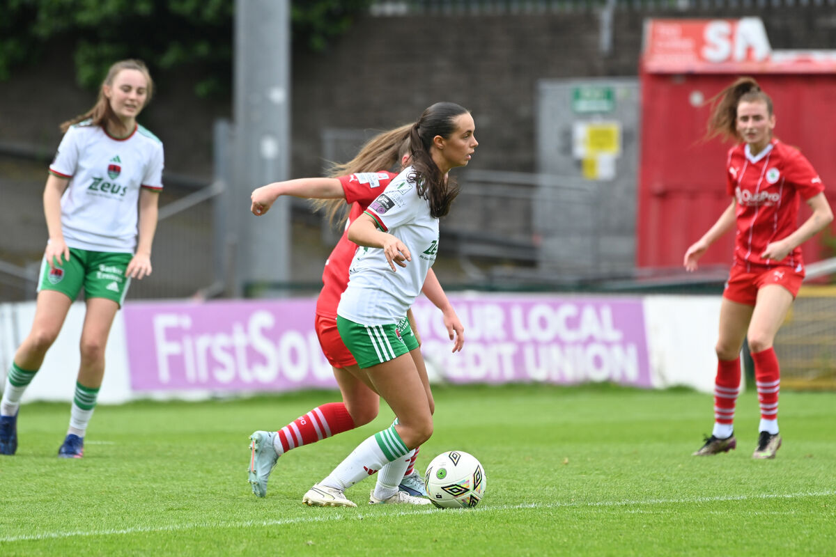  Defender Alix Mendez with possessoin for Cork City against Cliftonville Ladies in the Avenir Sports Women's All-Island Cup 2024 Group B game at Turner's Cross, Cork. Pic Larry Cummins