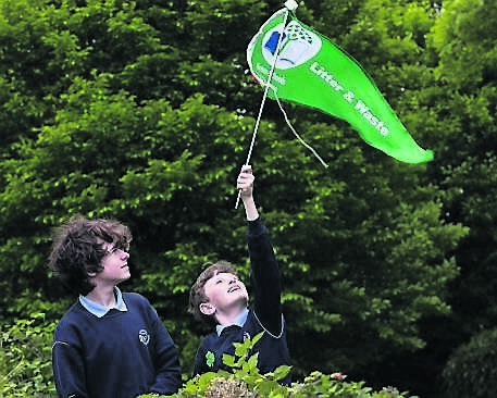 Niall Geraghty and Michael Keane, Scoil Barra, Ballincollig, with their green flag at the Cork City Green Flag Awards 2024 held in the Radisson Blu Hotel. Picture: Darragh Kane
Niall Geraghty and Michael Keane, Scoil Barra, Ballincollig, with their green flag at the Cork City Green Flag Awards 2024 held in the Radisson Blu Hotel. Picture: Darragh Kane