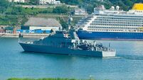 Navy vessel heads out from Cork on its maiden voyage