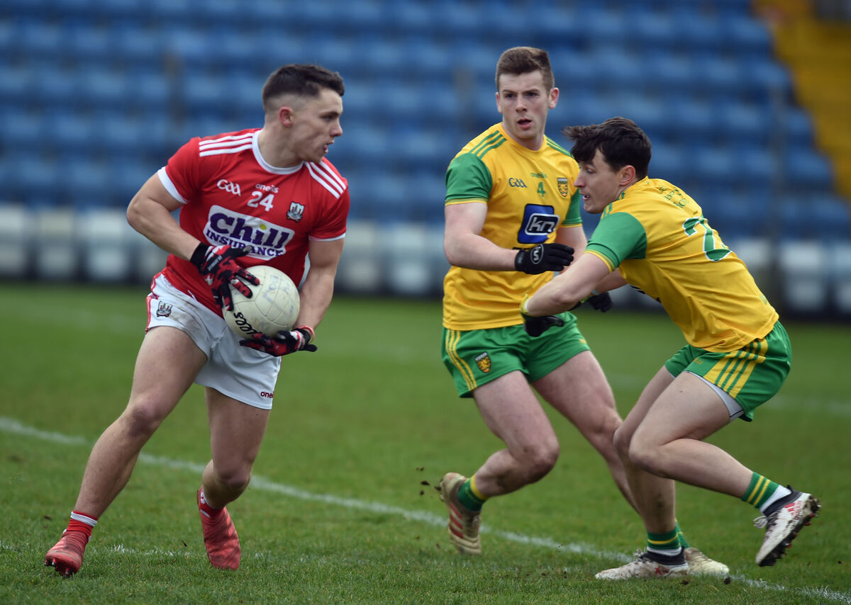 Cork's Seán Powter in action against Donegal in a league meeting at Páirc Uí Rinn in 2019. Picture: Eddie O'Hare