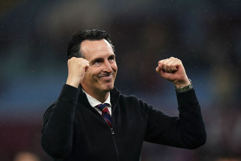 Aston Villa manager Unai Emery applauds the fans following the final Premier League match at Villa Park, Birmingham. Picture: Bradley Collyer/PA Wire