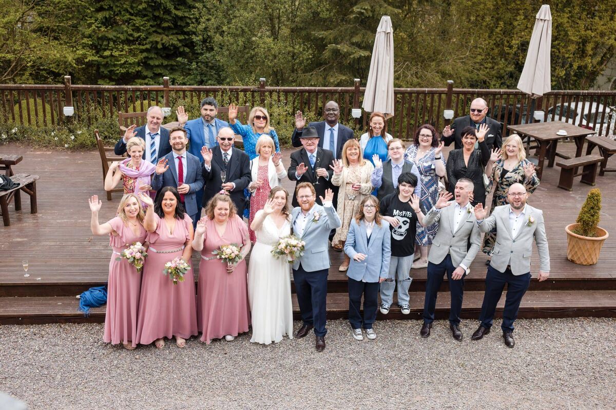 The bride and groom with their family and friends at their wedding reception in Barnabrow House, in East Cork. The bride and groom with their family and friends at their wedding reception in Barnabrow House, in East Cork.