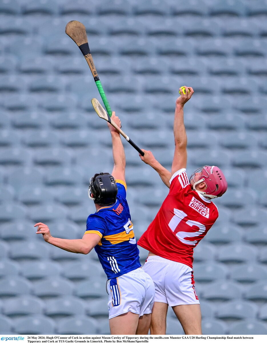 Cork's Hugh O'Connor rises high to catch the ball. Picture: Ben McShane/Sportsfile