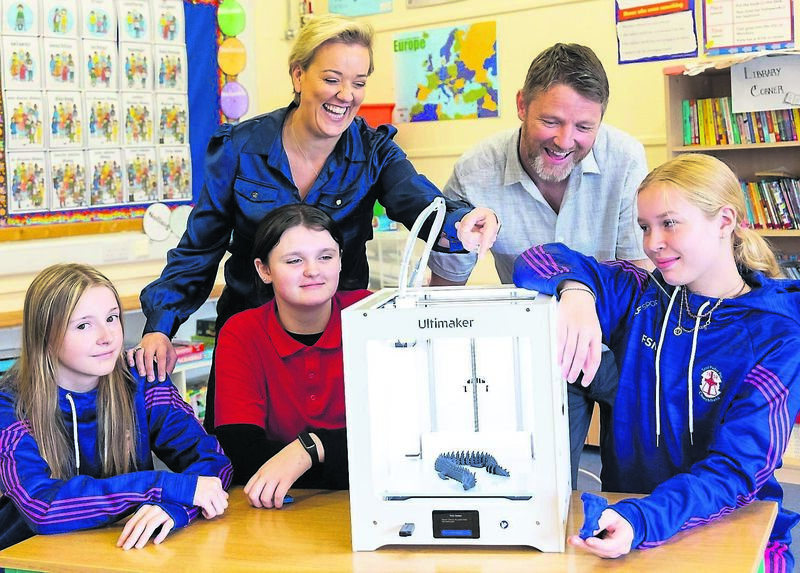 Pictured are (L-R) Ciara McNamara; Bethany O'Mahony; Mag O'Keeffe, VP, Global Additive Technologies, Stryker; Dan Devereux, Deputy Principal at Scoil Padre Pio; Faye Spillane McNamara. Picture: Michael O'Sullivan /OSM PHOTO Pictured are (L-R) Ciara McNamara; Bethany O'Mahony; Mag O'Keeffe, VP, Global Additive Technologies, Stryker; Dan Devereux, Deputy Principal at Scoil Padre Pio; Faye Spillane McNamara. Picture: Michael O'Sullivan /OSM PHOTO