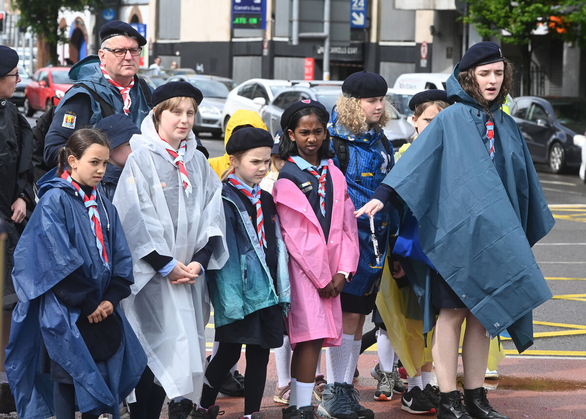 Guides and scouts of Europe, Ireland at the Eucharistic procession in Cork. Picture: Eddie O'Hare. Guides and scouts of Europe, Ireland at the Eucharistic procession in Cork. Picture: Eddie O'Hare.