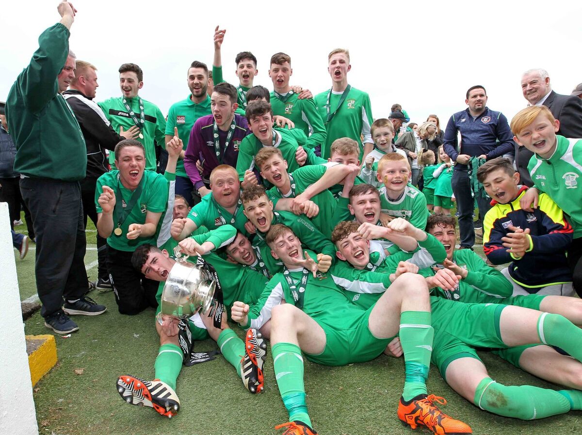 Ballincollig players celebrate after winning the FAI Youth Cup at Turners Cross in 2016. Picture: Jim Coughlan