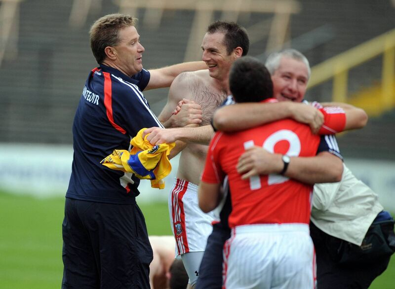 Cork junior football manager Mossie Barrett celebrates after winning the All-Ireland in 2009. Picture: Eddie O'Hare Cork junior football manager Mossie Barrett celebrates after winning the All-Ireland in 2009. Picture: Eddie O'Hare