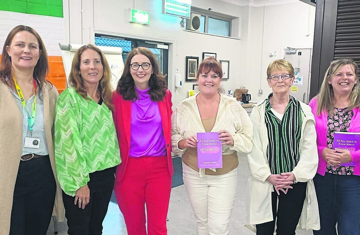 Catherine O’Keeffe (third left), a menopause workplace consultant, founder of Wellness Warrior, and creator of the Menopause Success Summit, pictured with organisers of the Change Café in Ballyphehane. From left, Triona Healy, HSE/Cork Kerry Community Healthcare; Bernadette De Courcey, Ballyphehane/Togher Adult Education Provision CETB; Catherine O’Keeffe; Grainne O’Connell-Walsh, Ballyphehane Togher Community Development Project CLG; Teresa O’Sullivan, Ballyphehane Togher Community Development Project CLG; and Michelle Keane, Cork City Partnership CLG. Catherine O’Keeffe (third left), a menopause workplace consultant, founder of Wellness Warrior, and creator of the Menopause Success Summit, pictured with organisers of the Change Café in Ballyphehane. From left, Triona Healy, HSE/Cork Kerry Community Healthcare; Bernadette De Courcey, Ballyphehane/Togher Adult Education Provision CETB; Catherine O’Keeffe; Grainne O’Connell-Walsh, Ballyphehane Togher Community Development Project CLG; Teresa O’Sullivan, Ballyphehane Togher Community Development Project CLG; and Michelle Keane, Cork City Partnership CLG.