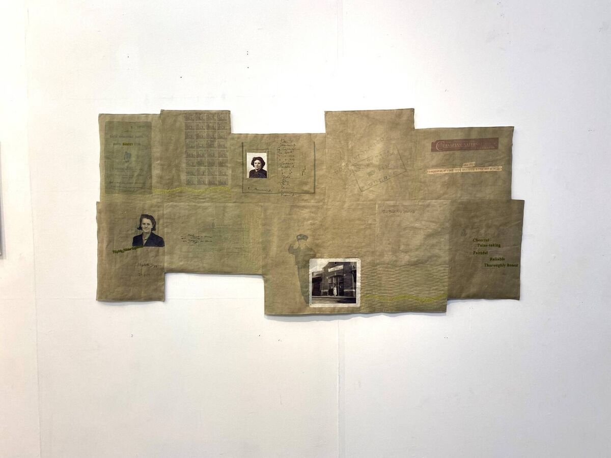 'Remember to remember' by Laurie Manning. Linen, print &amp; stitch 