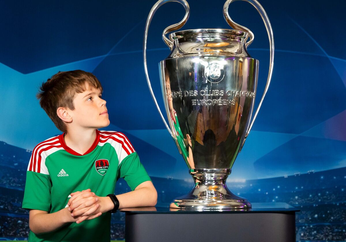 Conor Diggin pictured getting up close with the UEFA Champions League trophy ahead of this weekend's final in London. Conor Diggin pictured getting up close with the UEFA Champions League trophy ahead of this weekend's final in London.