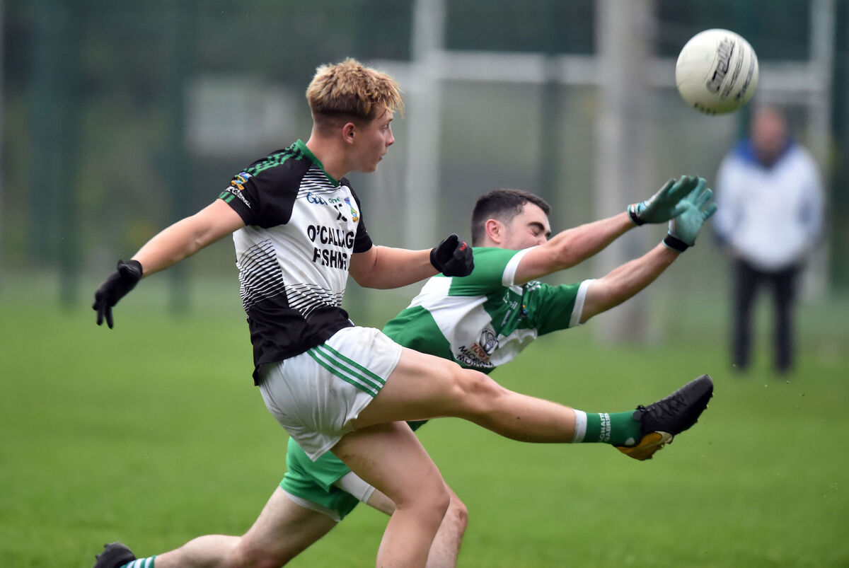 Gabriel Rangers' James O'Regan shoots from Macroom's John Murphy in 2020. Picture: Eddie O'Hare Gabriel Rangers' James O'Regan shoots from Macroom's John Murphy in 2020. Picture: Eddie O'Hare