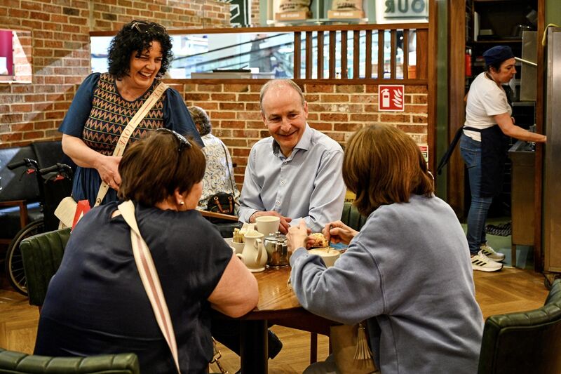 Mary Rose Desmond and Tánaiste Micheál Martin pictured speaking with Susan Murphy and Grace Brophy in the Douglas Village shopping centre where they canvassed together on Saturday. Picture: Chani Anderson Mary Rose Desmond and Tánaiste Micheál Martin pictured speaking with Susan Murphy and Grace Brophy in the Douglas Village shopping centre where they canvassed together on Saturday. Picture: Chani Anderson