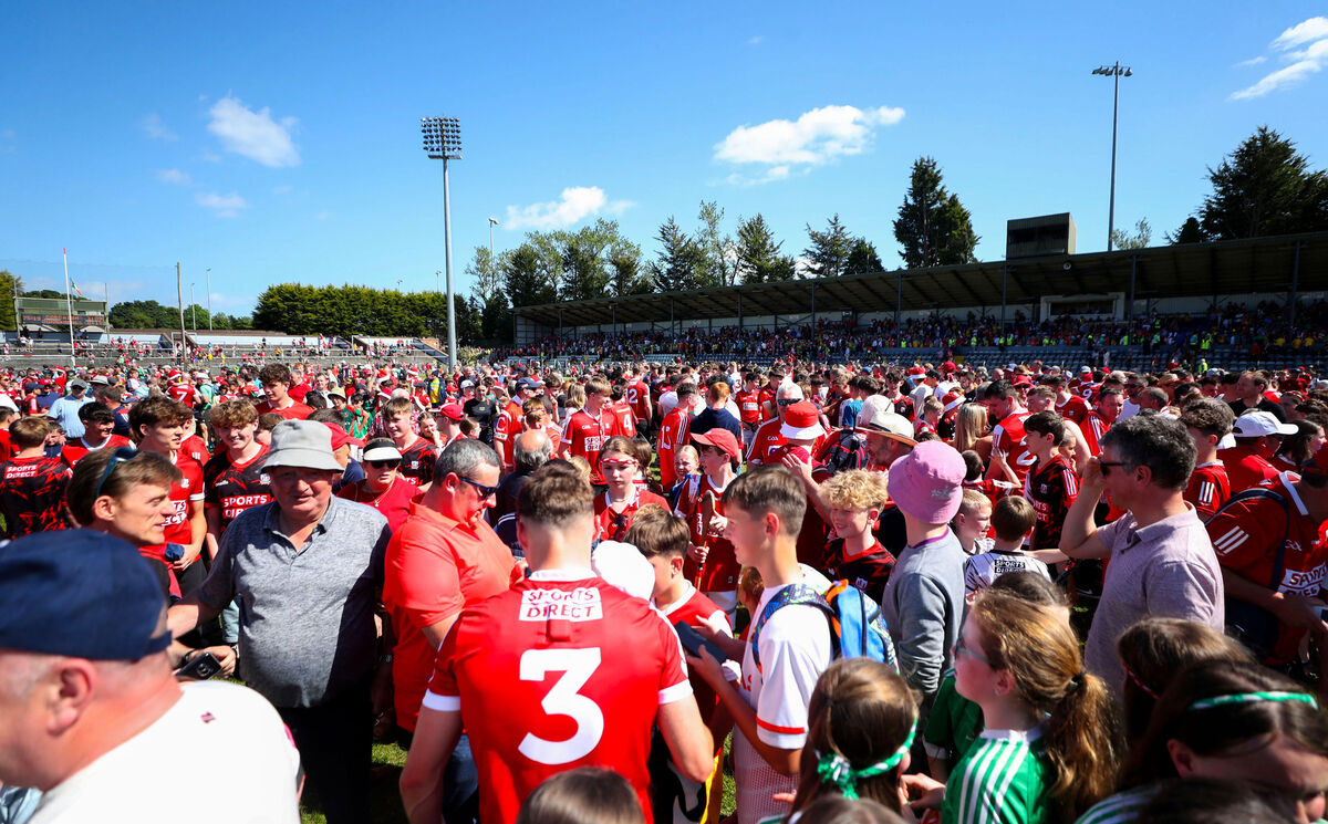 Cork's Daniel O'Mahony (number 3) with fans after the win over Donegal. Picture: INPHO/Nick Elliott Cork's Daniel O'Mahony (number 3) with fans after the win over Donegal. Picture: INPHO/Nick Elliott
