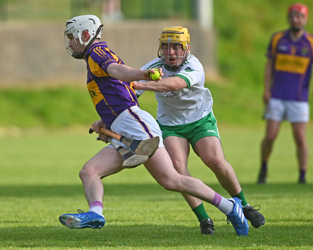 Carbery's Bertie Butler is tackled by Muskerry's Adam Dinan. Picture: Eddie O'Hare Carbery's Bertie Butler is tackled by Muskerry's Adam Dinan. Picture: Eddie O'Hare