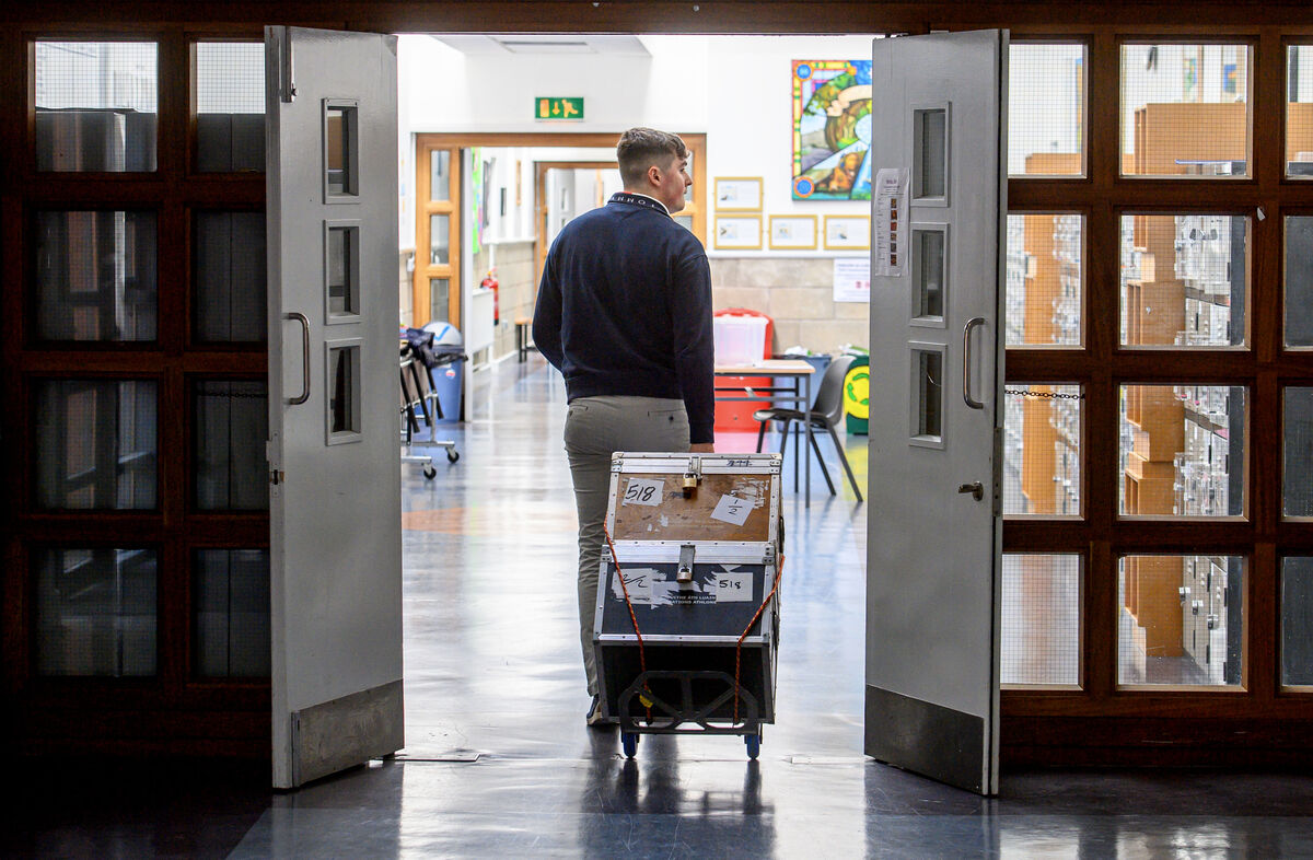 Examination supervisor Kieran Moloney arriving with exam papers at the Ursuline College Blackrock, Cork. Picture Dan Linehan Examination supervisor Kieran Moloney arriving with exam papers at the Ursuline College Blackrock, Cork. Picture Dan Linehan