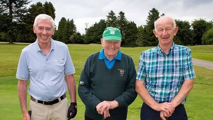 Séamus Cotter, Eddie O’Riordan and Oliver O’Brien at the 2022 Carrigtwohill GAA Golf Classic in East Cork Golf Club. Séamus Cotter, Eddie O’Riordan and Oliver O’Brien at the 2022 Carrigtwohill GAA Golf Classic in East Cork Golf Club.