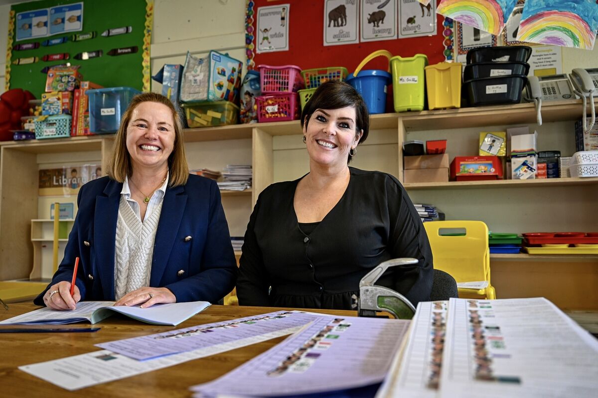Noreen Peate, Pole Clerk and Stephanie Connolly, presiding officer pictured at the polling centre in St Anthony’s boys National School, Ballinlough. Picture Chani Anderson Noreen Peate, Pole Clerk and Stephanie Connolly, presiding officer pictured at the polling centre in St Anthony’s boys National School, Ballinlough. Picture Chani Anderson