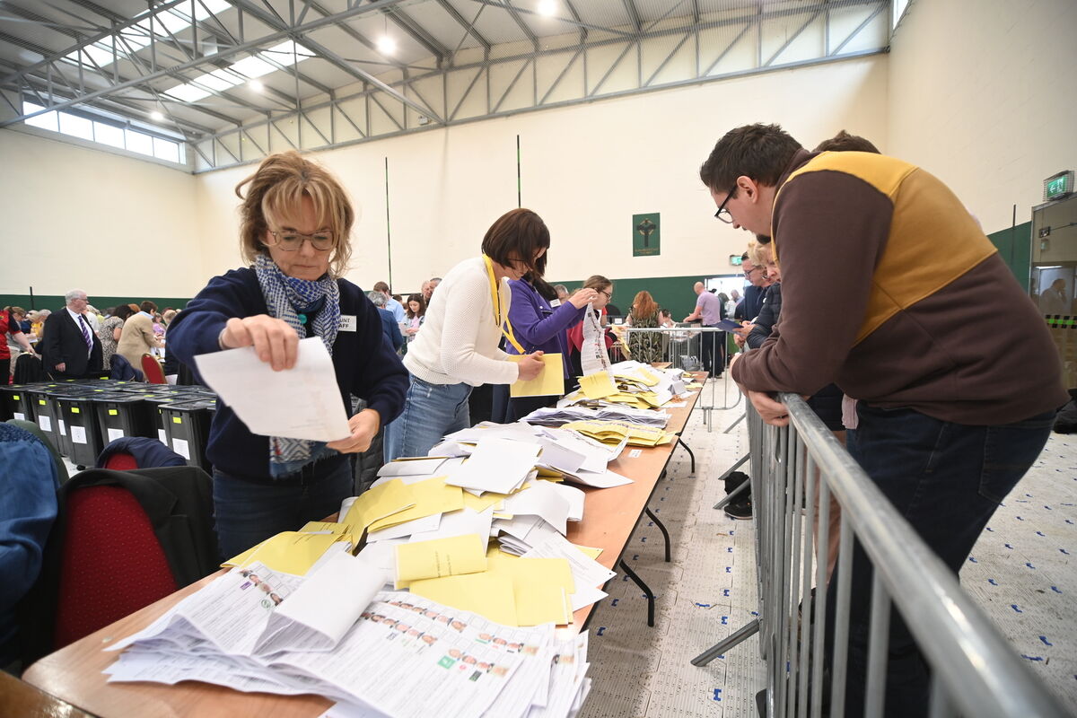 Opening of the ballot boxes at 9am on Saturday morning at Nemo Rangers GAA. Pic Larry Cummins 