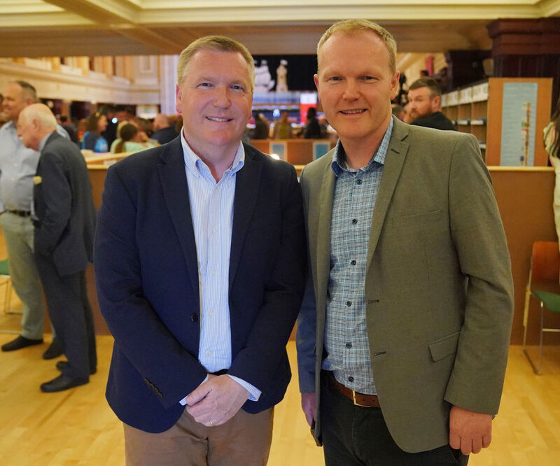 Finance Minister Michael McGrath (left) and his brother Councillor Seamus McGrath (right) at Cork City Hall. Photo: Jonathan Brady/PA Wire