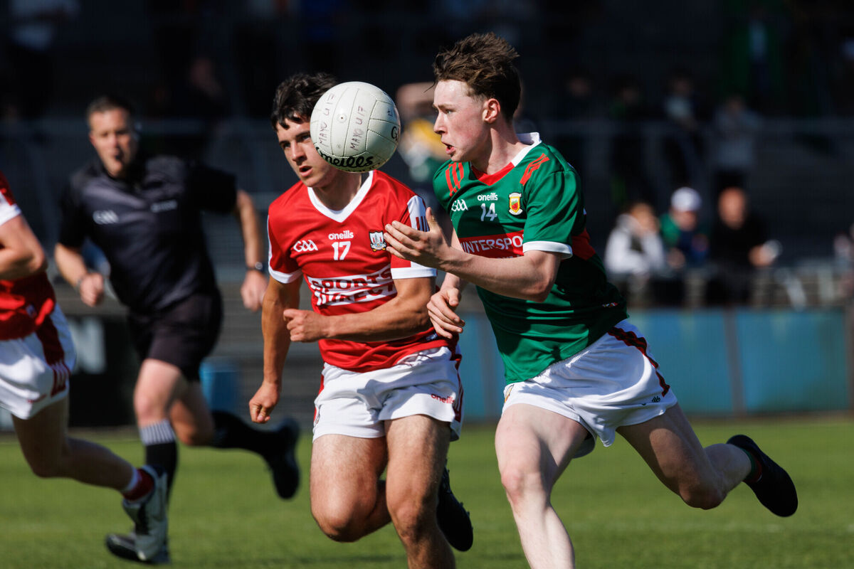 Mayo’s Oisín Deane moves away from Billy Ryan of Cork. Picture: Eamon Ward Mayo’s Oisín Deane moves away from Billy Ryan of Cork. Picture: Eamon Ward