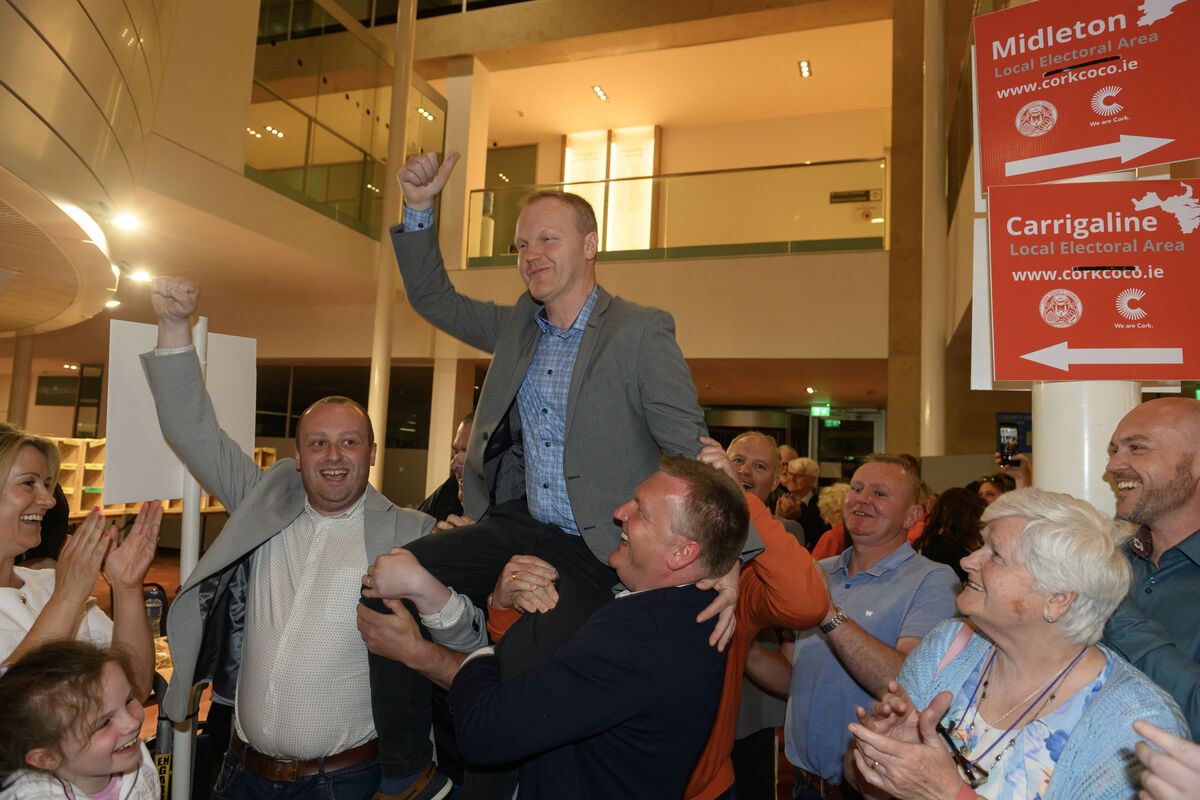  Cllr Seamus McGrath elected on the first count at the County Hall, Cork. Picture Dan Linehan