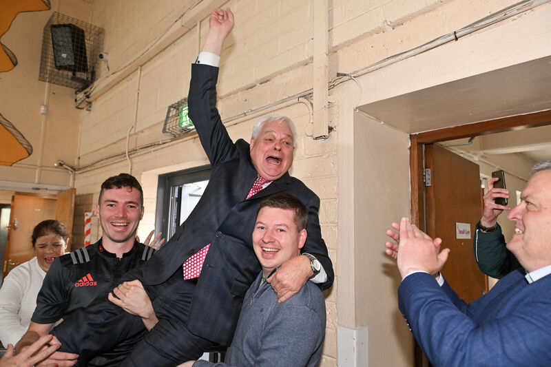  Frank O'Flynn, Fianna Fáil elected on the fourth count for the Fermoy electoral area at the count centre, Mallow, Co Cork. Picture Dan Linehan