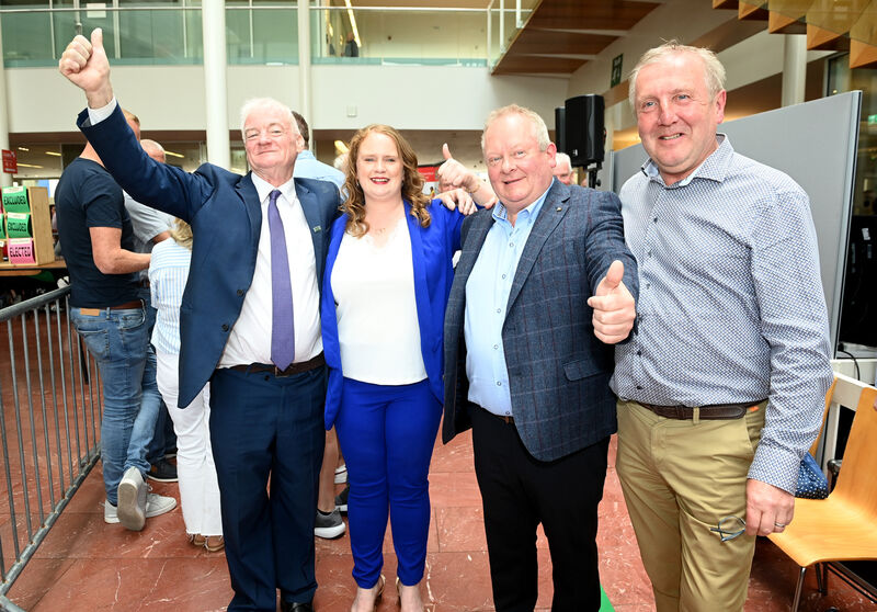  Fine Gael councillors Michael Creed, Eileen Lynch and Ted Lucey after been elected to the Macroom Local Electoral Area with (right) Michael Creed TD at the County Hall. Picture: Eddie O'Hare